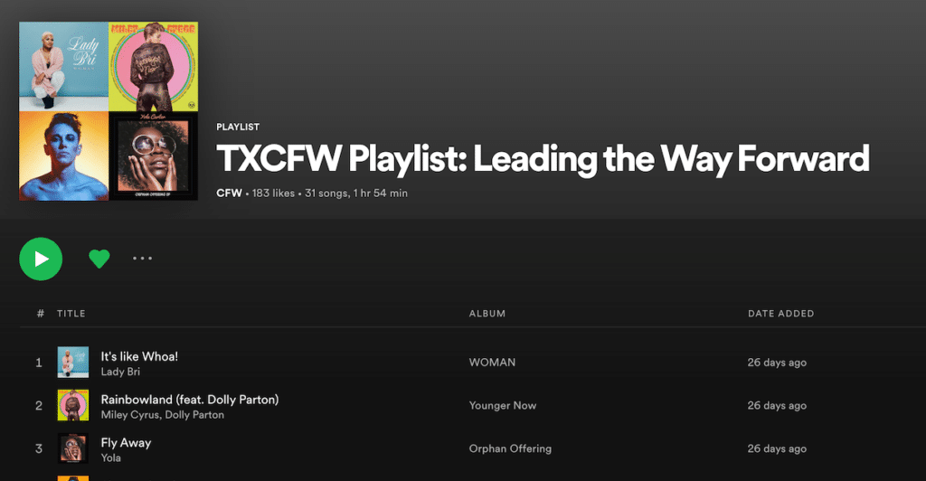 TXCFW2020 Playlist Header