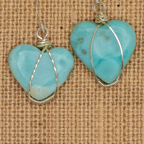 Pearls With Purpose heart shaped larimar dangle earrings
