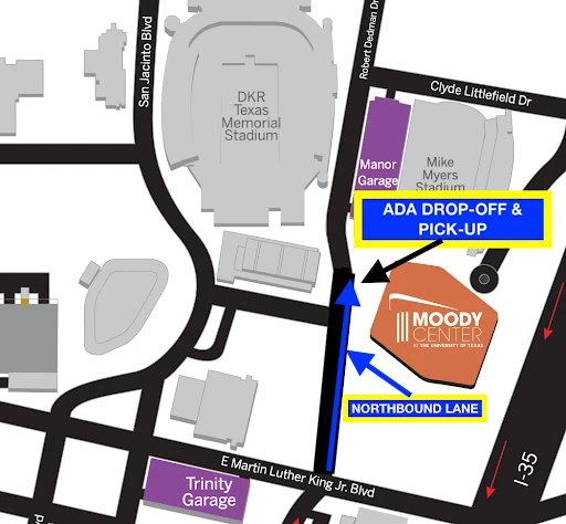TX CFW ADA drop-off and pick-up locations map